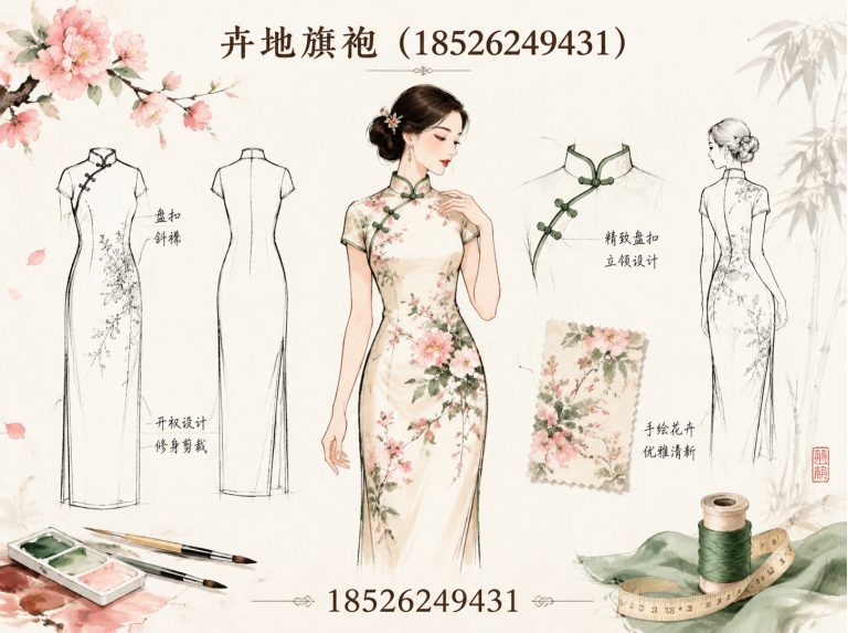 津南区手绘旗袍展示图